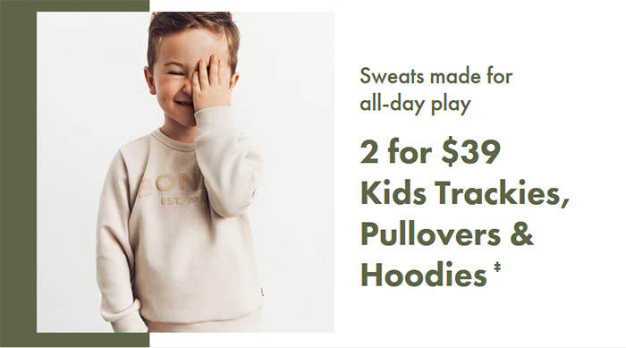TRACKIES, HOODIES & PULLOVERS - 2 FOR $39