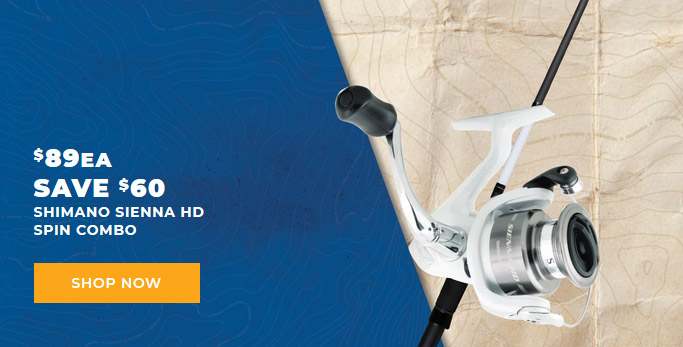 $89EA save $60 Shimano Sienna HD Spin Combo